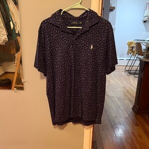 Polo by Ralph Lauren Men's Dark Blue Patterned Polo